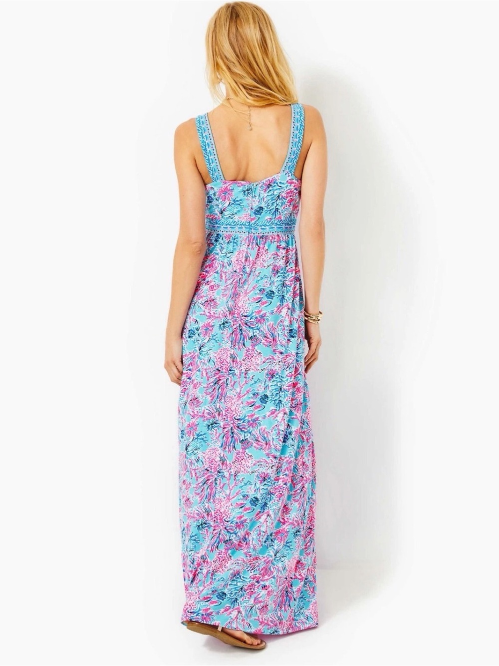 Lilly Pulitzer NWT Serena Maxi Dress Celestial Blue Seek And Sea Size 14 - Picture 2 of 4